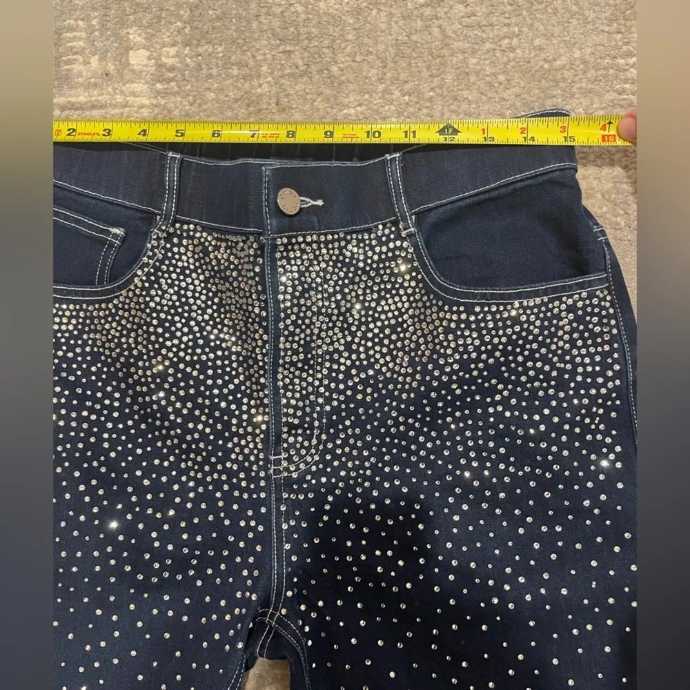 Orttu Ralph Jean Stones Jeans Med Rhinestone Blue $195 Casual Rave Party Holiday